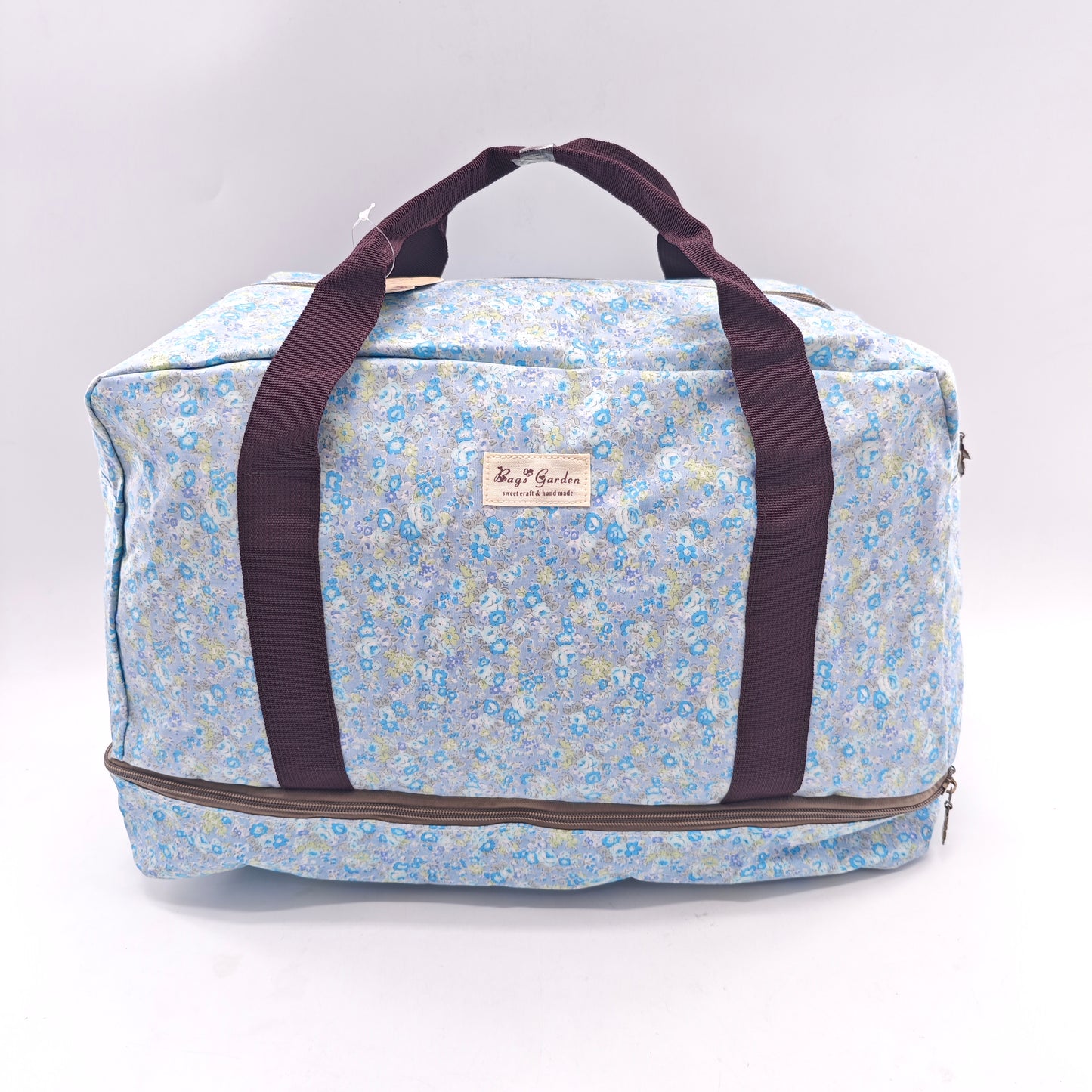 Bolso de viaje grande impermeable con estampado floral – doble compartimento