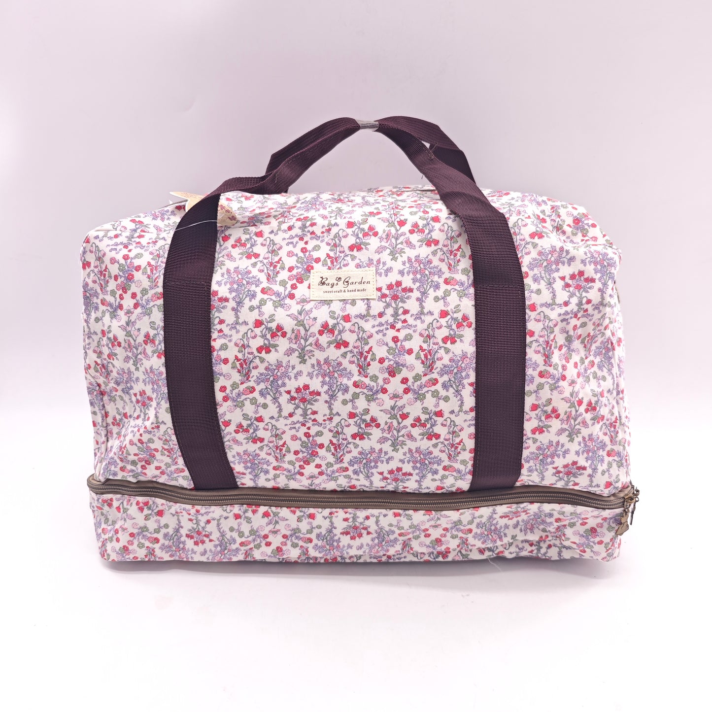 Bolso de viaje grande impermeable con estampado floral – doble compartimento