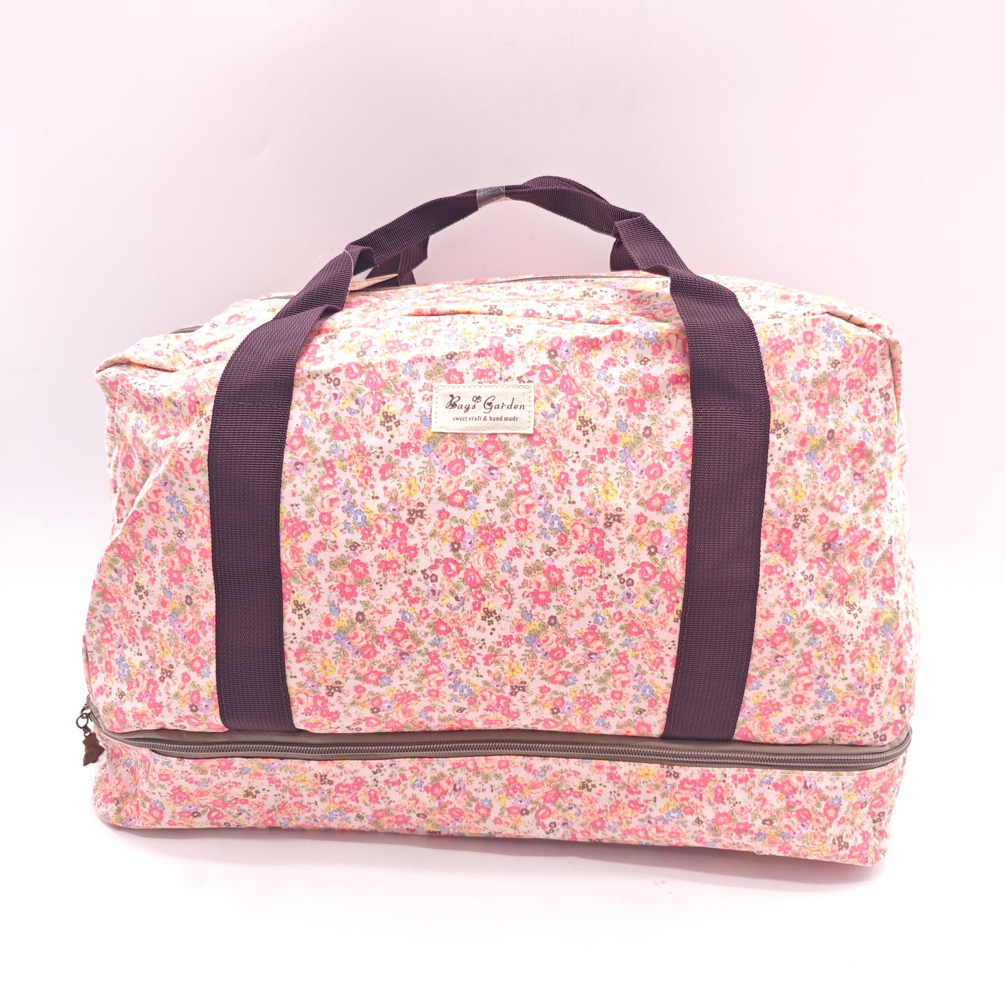 Bolso de viaje grande impermeable con estampado floral – doble compartimento