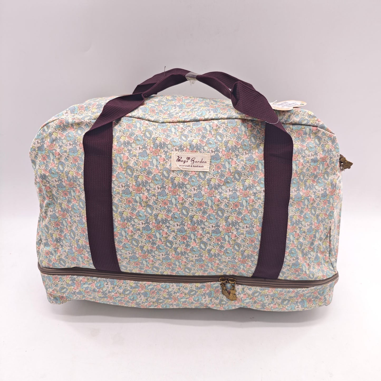 Bolso de viaje grande impermeable con estampado floral – doble compartimento