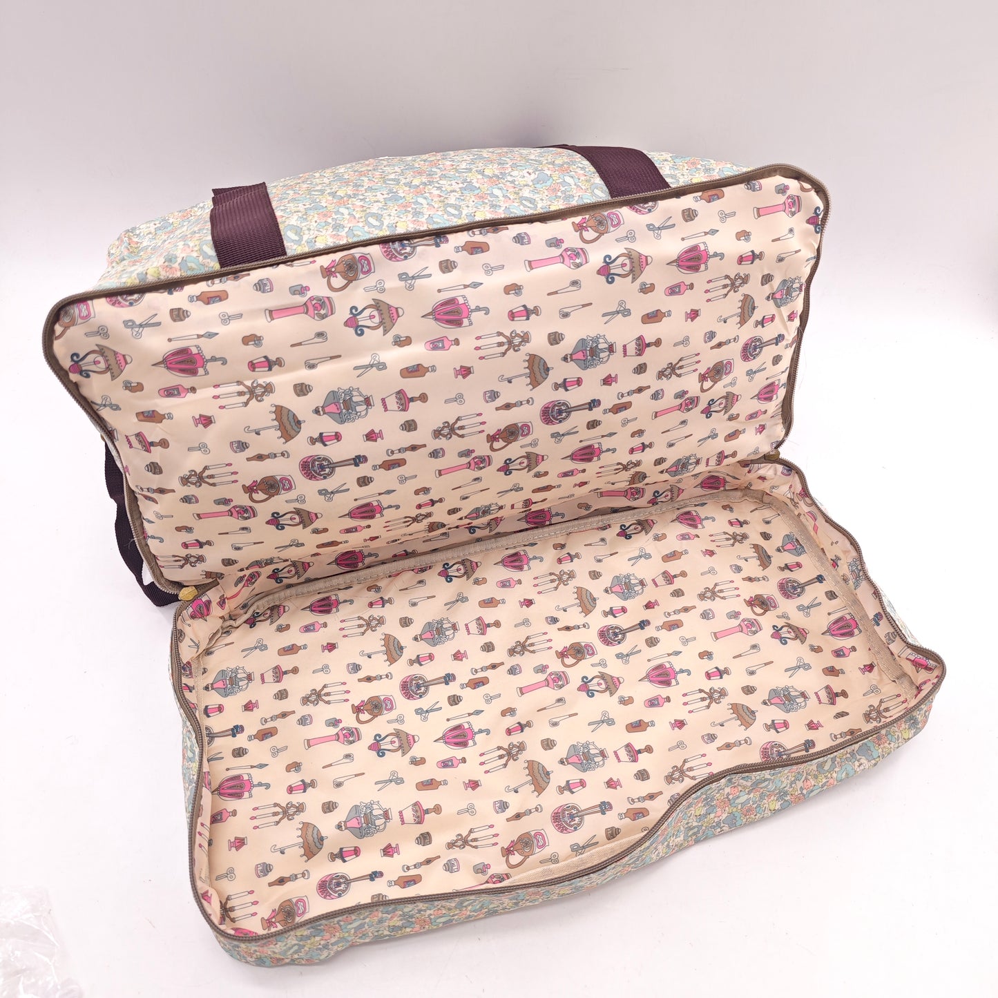 Bolso de viaje grande impermeable con estampado floral – doble compartimento