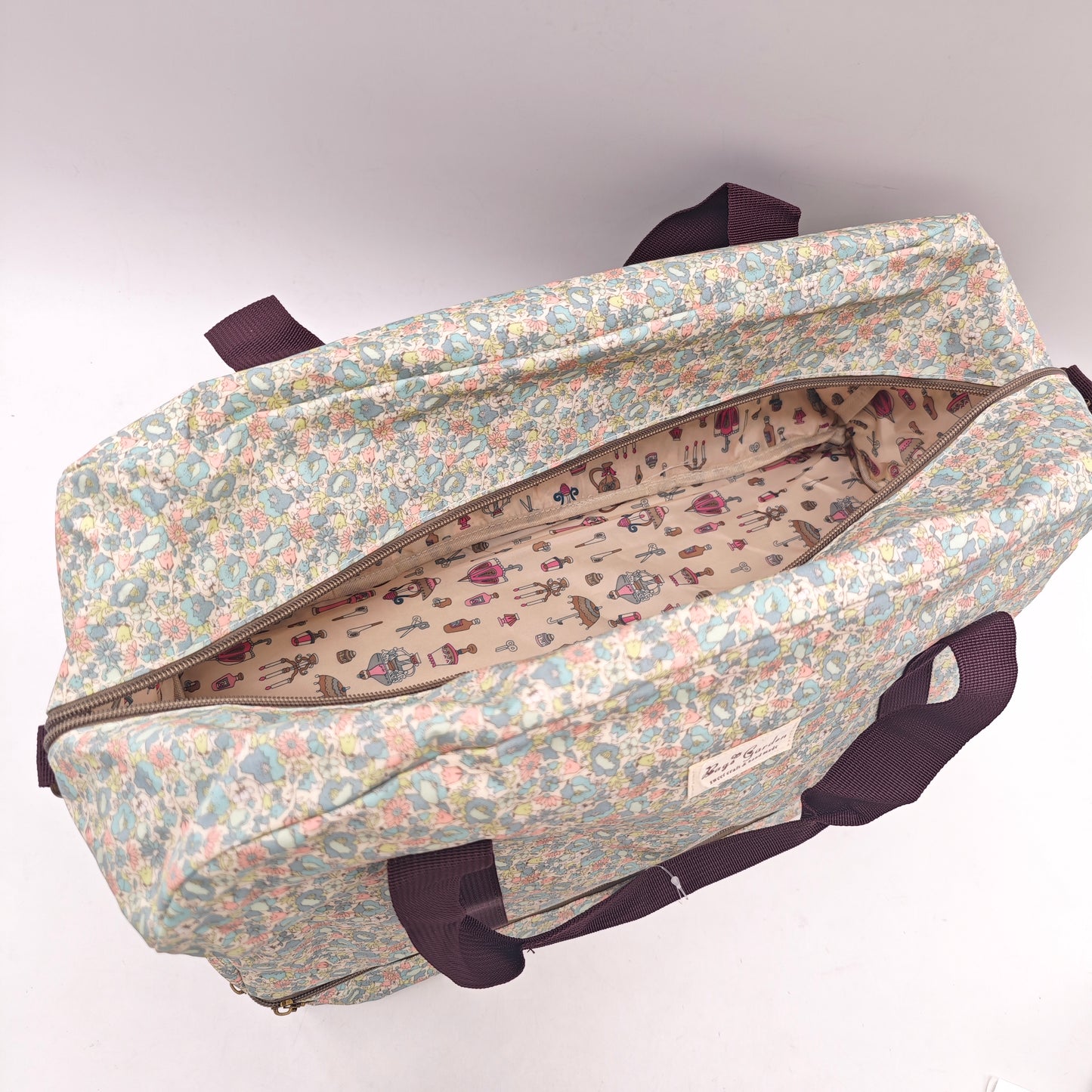 Bolso de viaje grande impermeable con estampado floral – doble compartimento