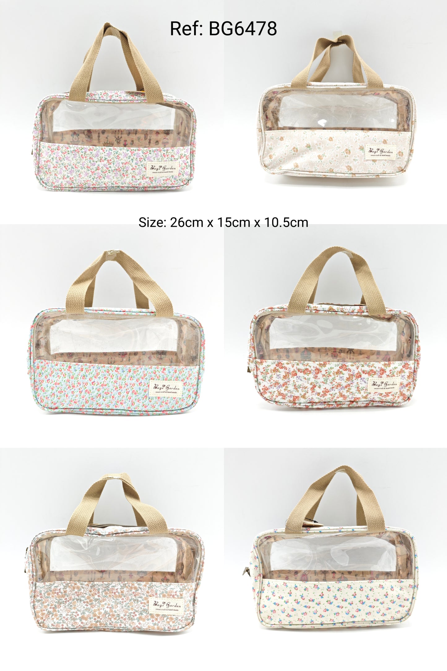 Small transparent waterproof flower toiletry bag