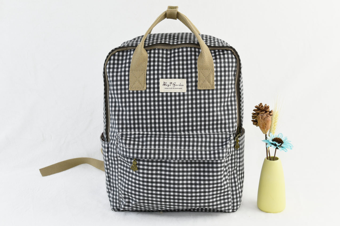 Waterproof gingham backpack