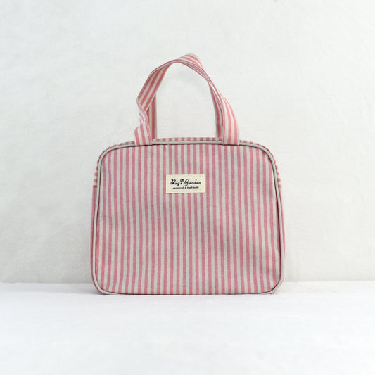 Bolso de mano pequeño impermeable a rayas, diseño cuadrado con cremallera