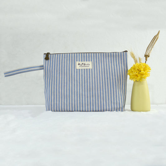 Neceser grande impermeable a rayas con cremallera, amplio y práctico para viajes