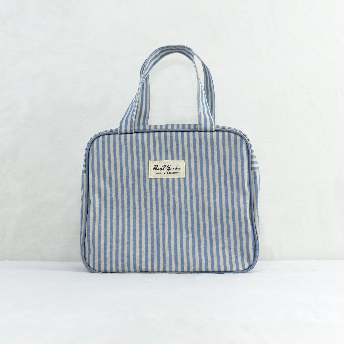 Bolso de mano pequeño impermeable a rayas, diseño cuadrado con cremallera