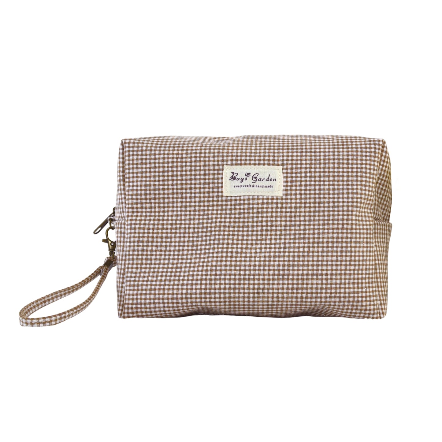 Neceser pequeño de algodón mini Vichy con asa lateral desmontable – Bolsa de viaje multiusos