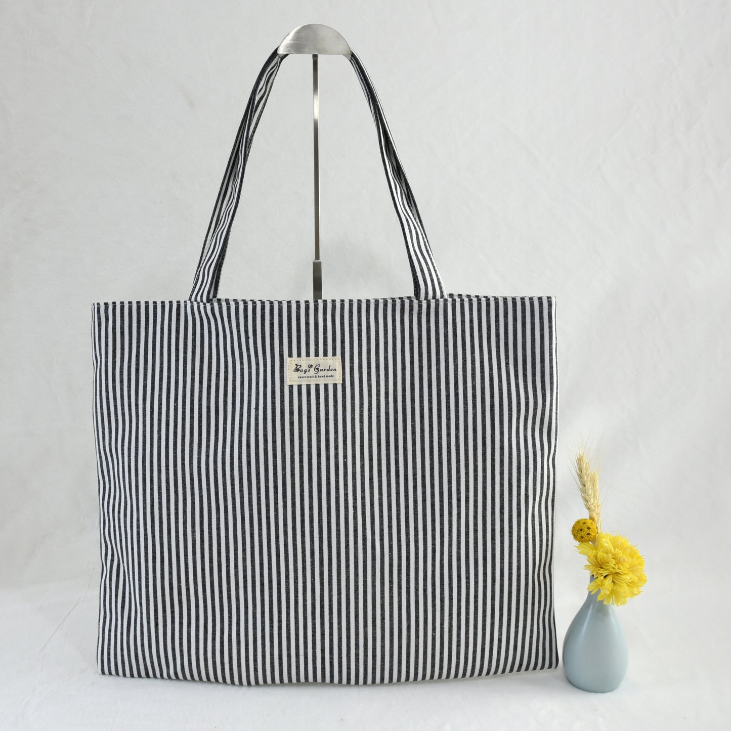 Bolso Tote de Algodón con Diseño de Rayas