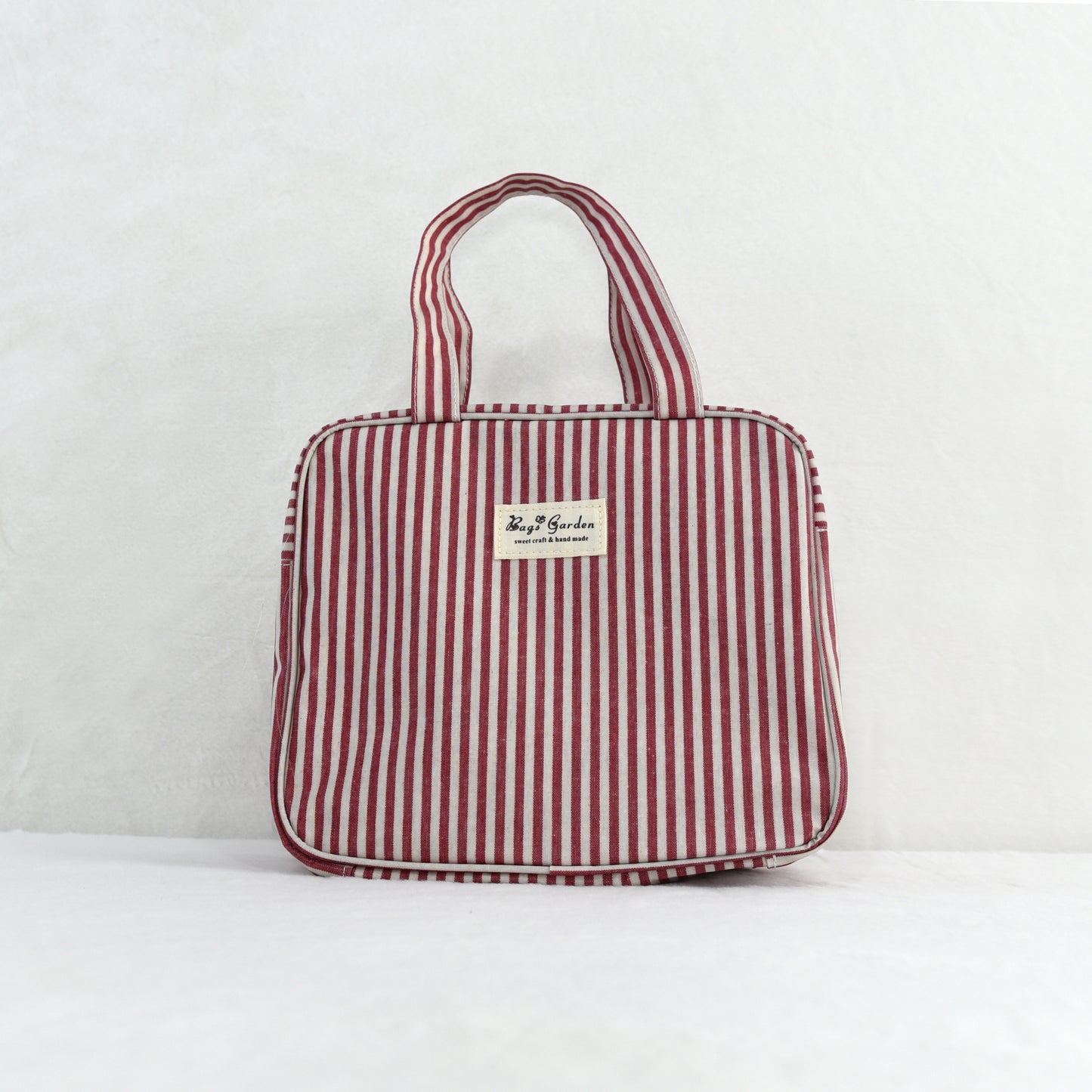 Bolso de mano pequeño impermeable a rayas, diseño cuadrado con cremallera