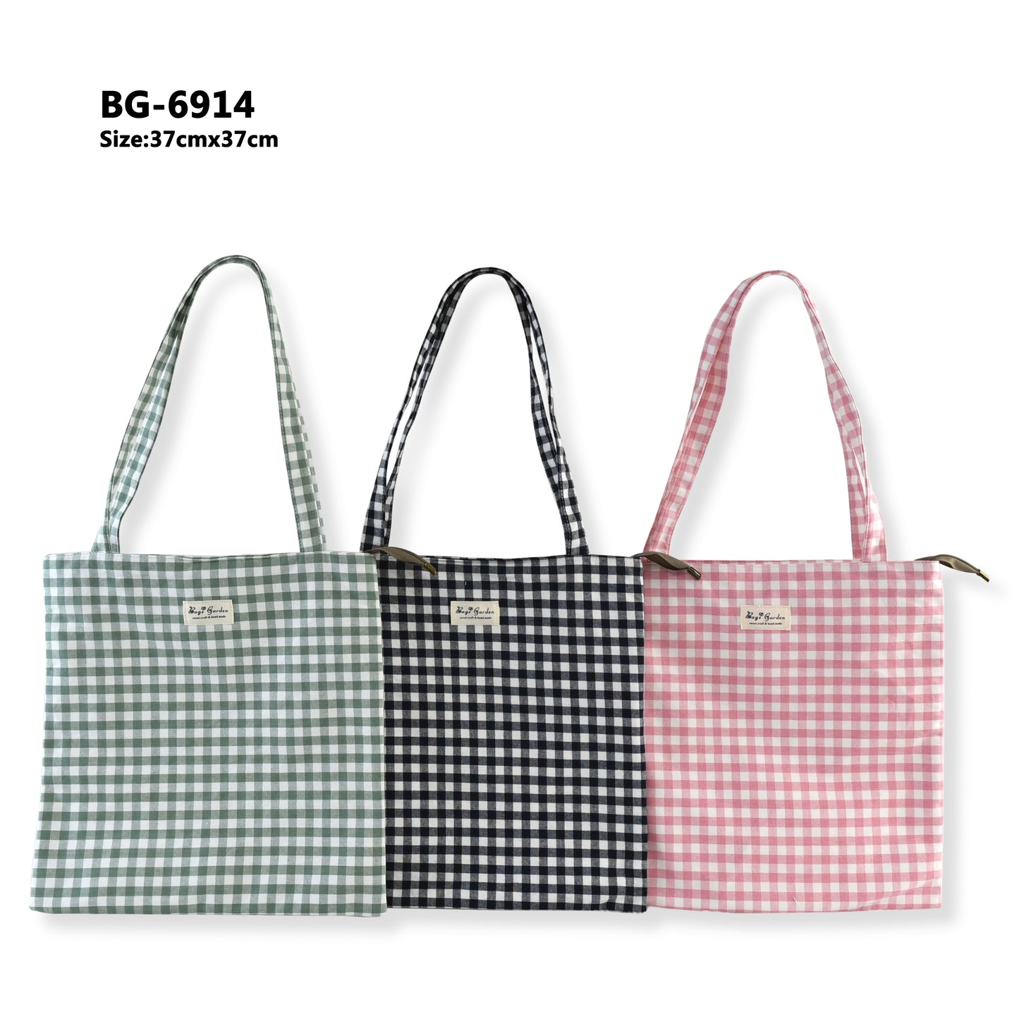 Bolso de Hombro Algodón Vichy con Cremallera