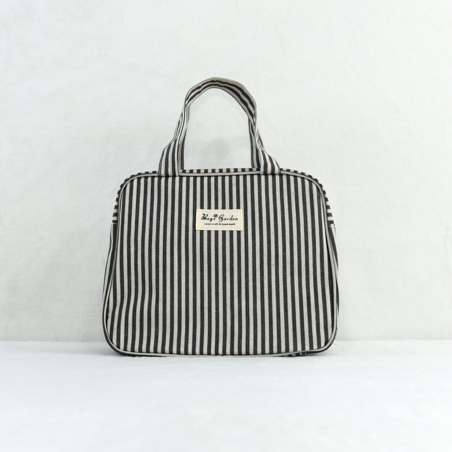 Bolso de mano pequeño impermeable a rayas, diseño cuadrado con cremallera