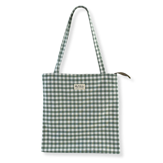 Bolso de Hombro Algodón Vichy con Cremallera