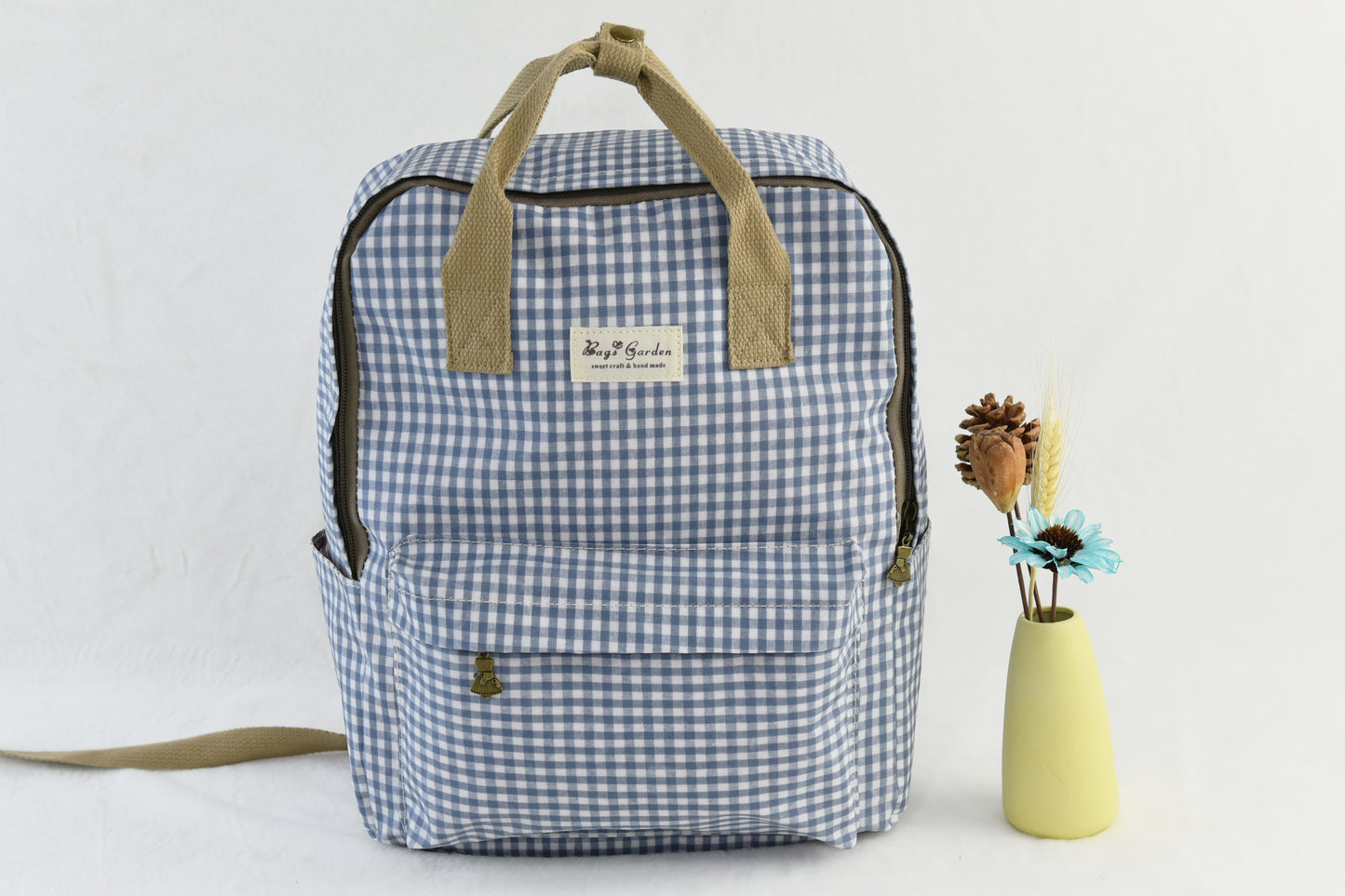 Waterproof gingham backpack