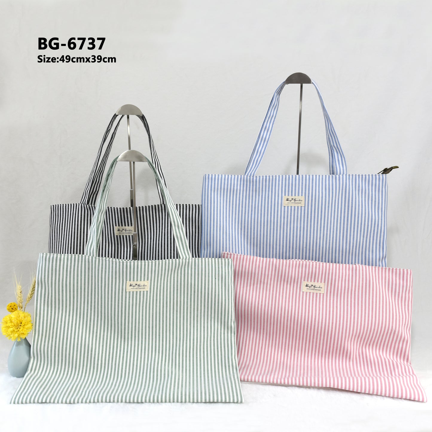 Bolso Tote de Algodón con Diseño de Rayas