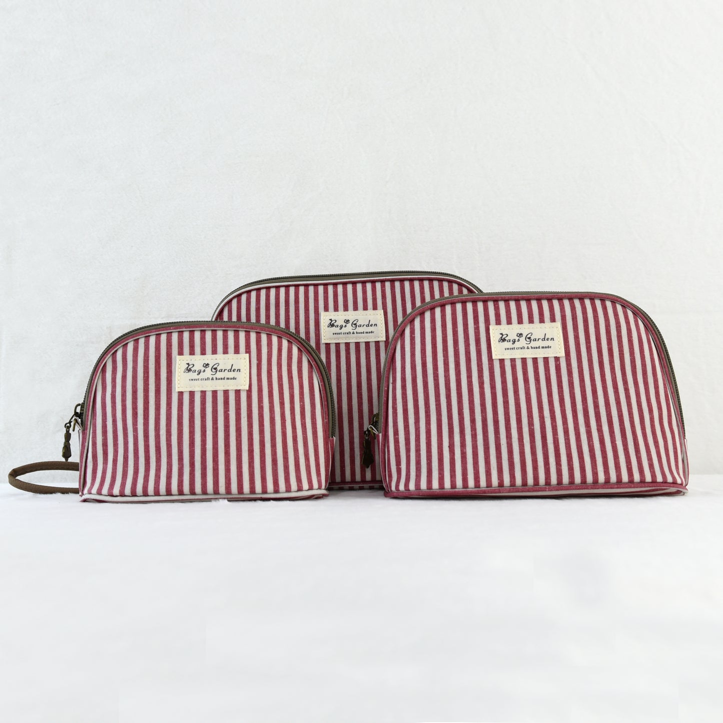 Neceser impermeable de rayas de 3 piezas con asa de mano