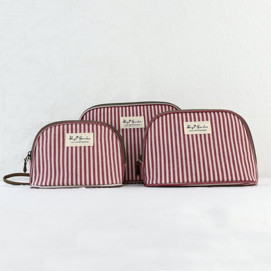 Neceser impermeable de rayas de 3 piezas con asa de mano