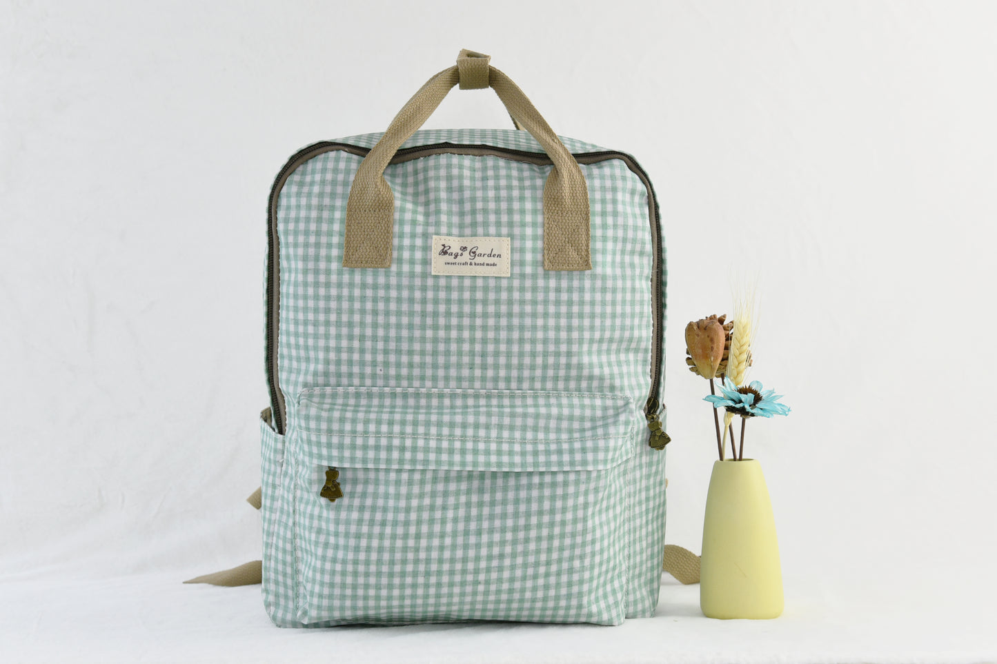 Waterproof gingham backpack