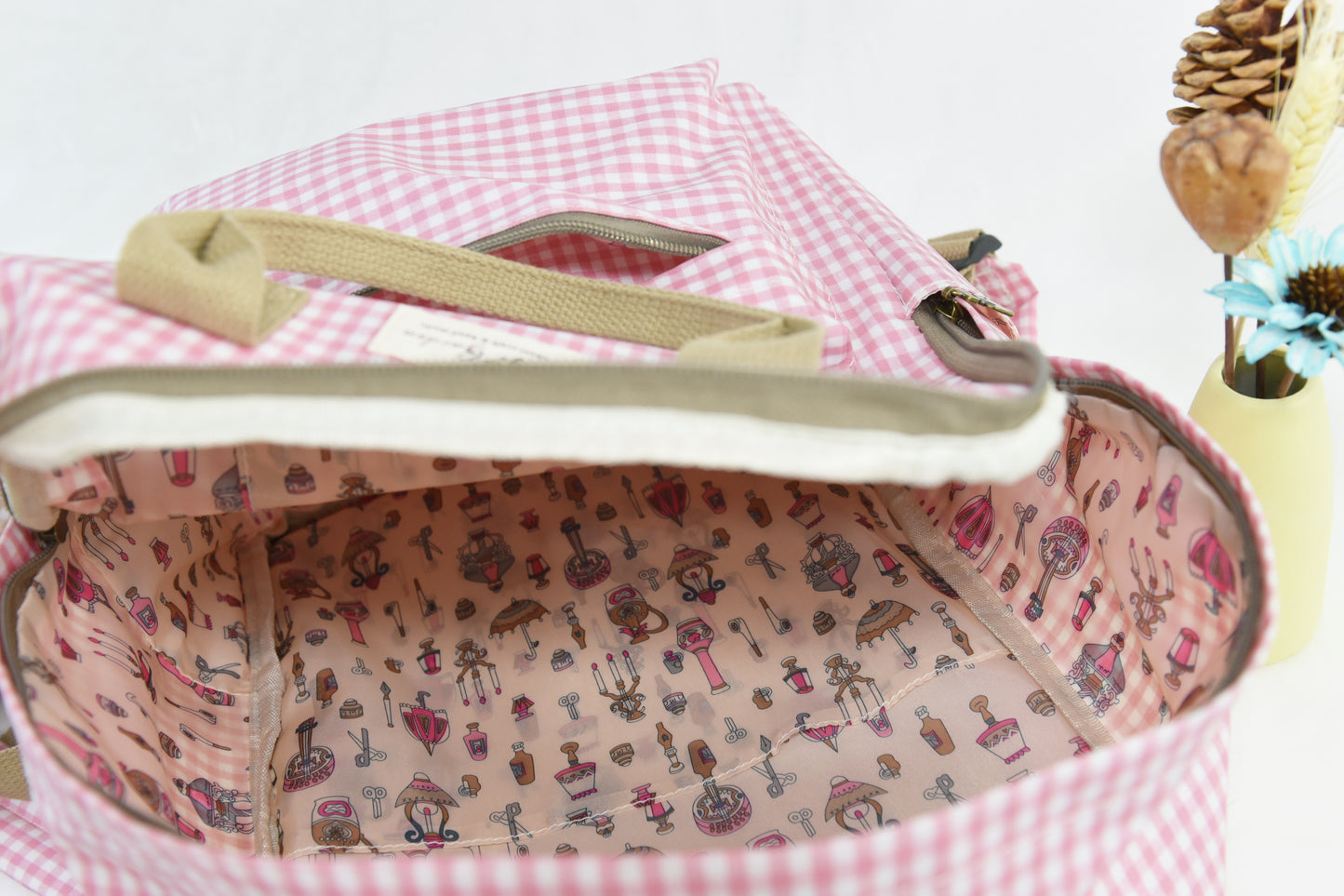 Waterproof gingham backpack