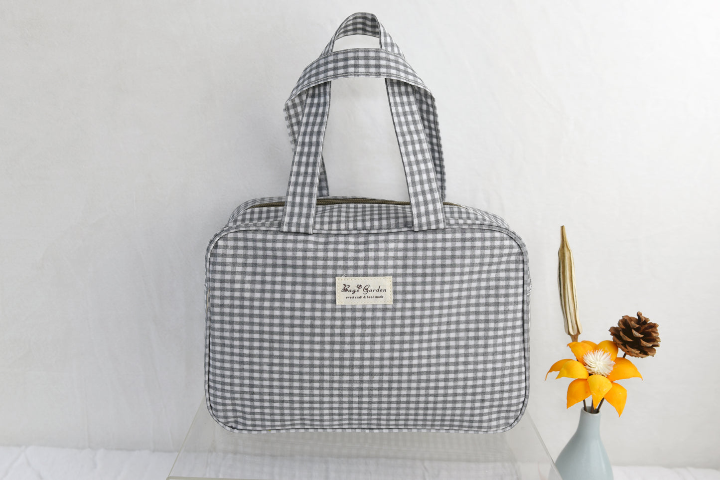 Waterproof gingham handbag