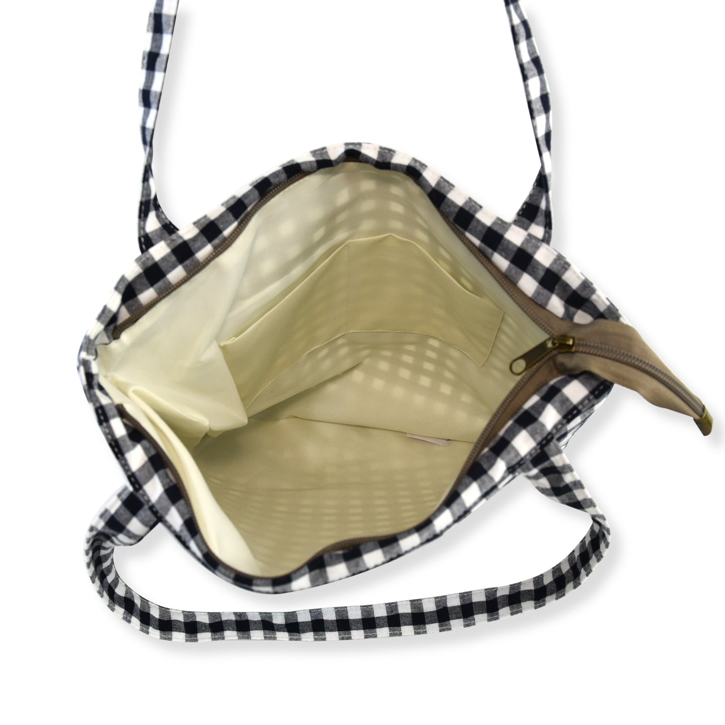 Bolso de Hombro Algodón Vichy con Cremallera