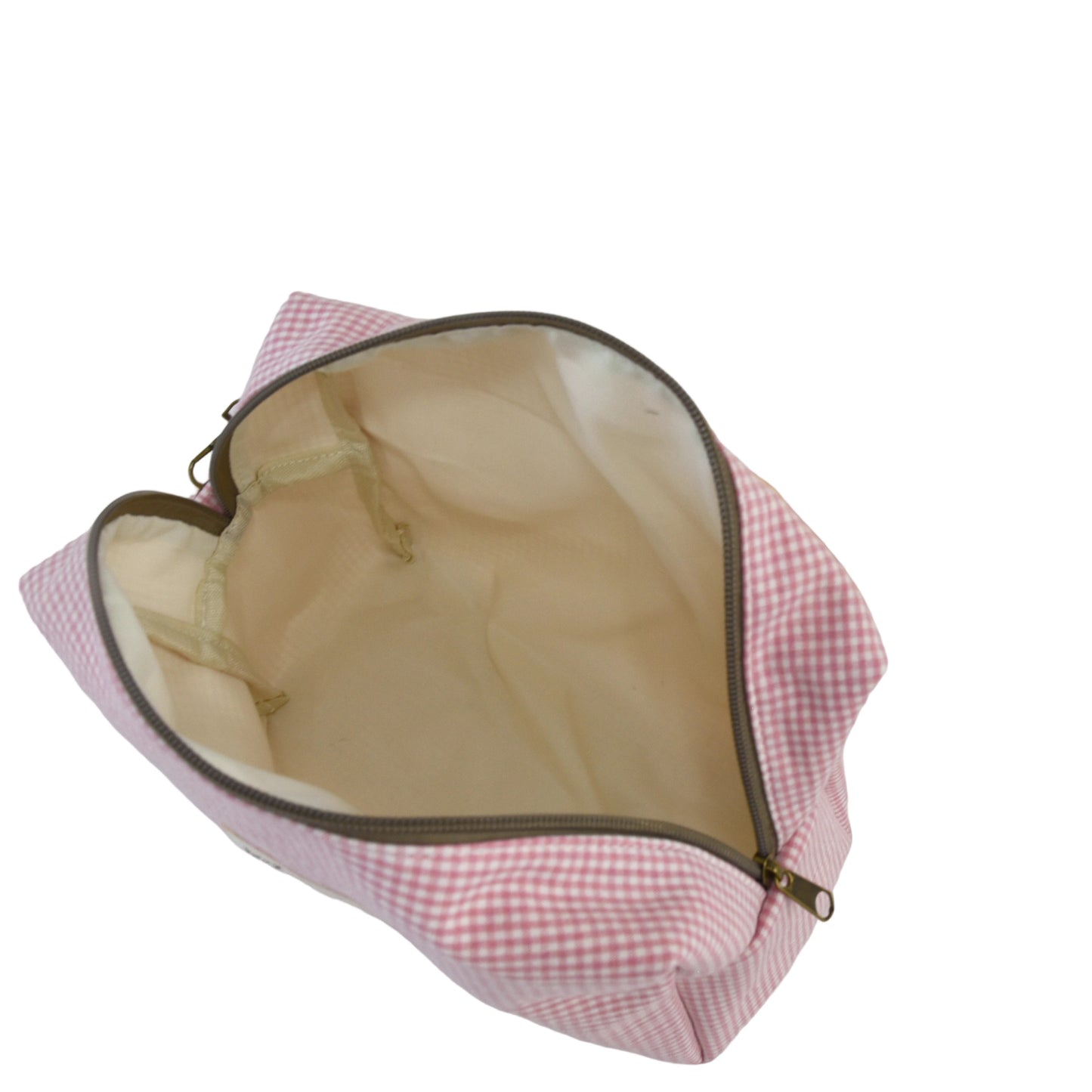 Neceser pequeño de algodón mini Vichy con asa lateral desmontable – Bolsa de viaje multiusos