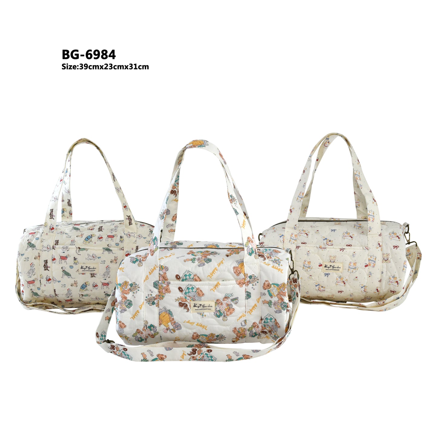 Bolso Barrel Acolchado Cartoon Friends | Ligero, Espacioso y Adorable