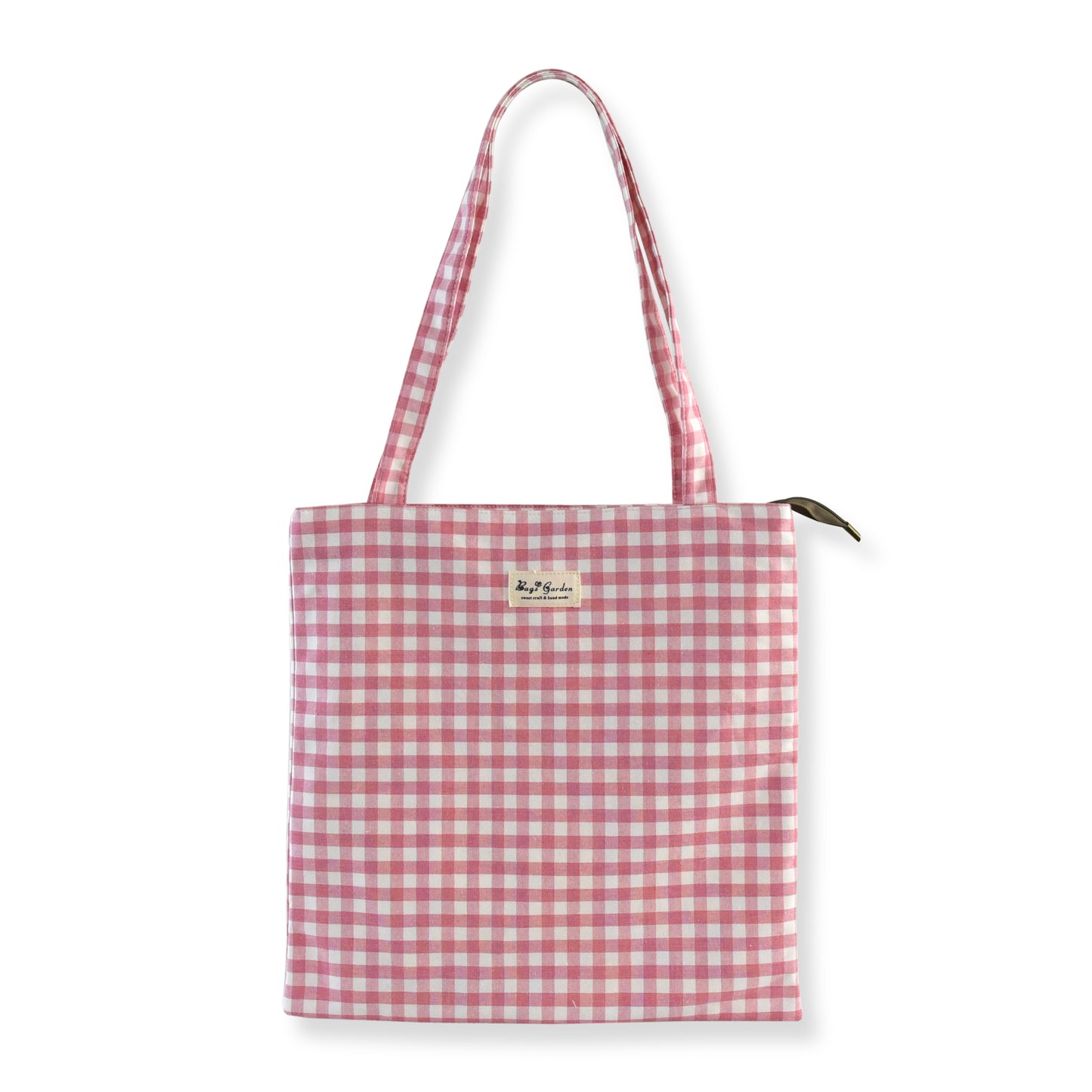 Bolso de Hombro Algodón Vichy con Cremallera