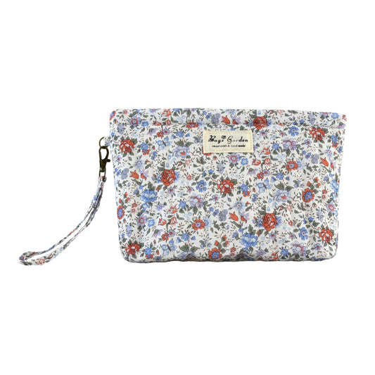 Neceser amplio de algodón floral con asa lateral desmontable