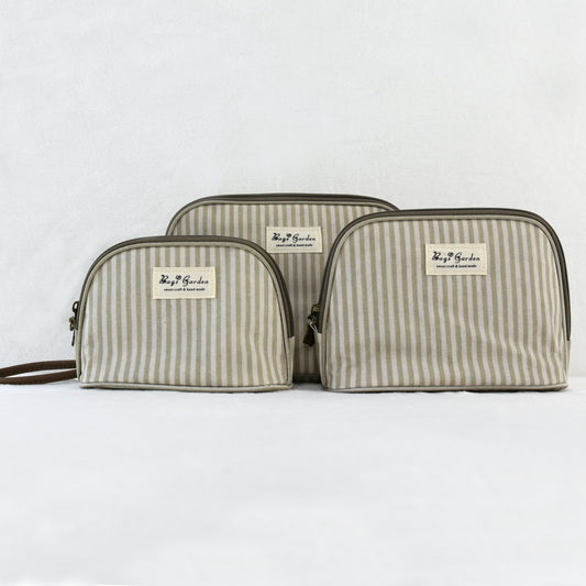 Neceser impermeable de rayas de 3 piezas con asa de mano