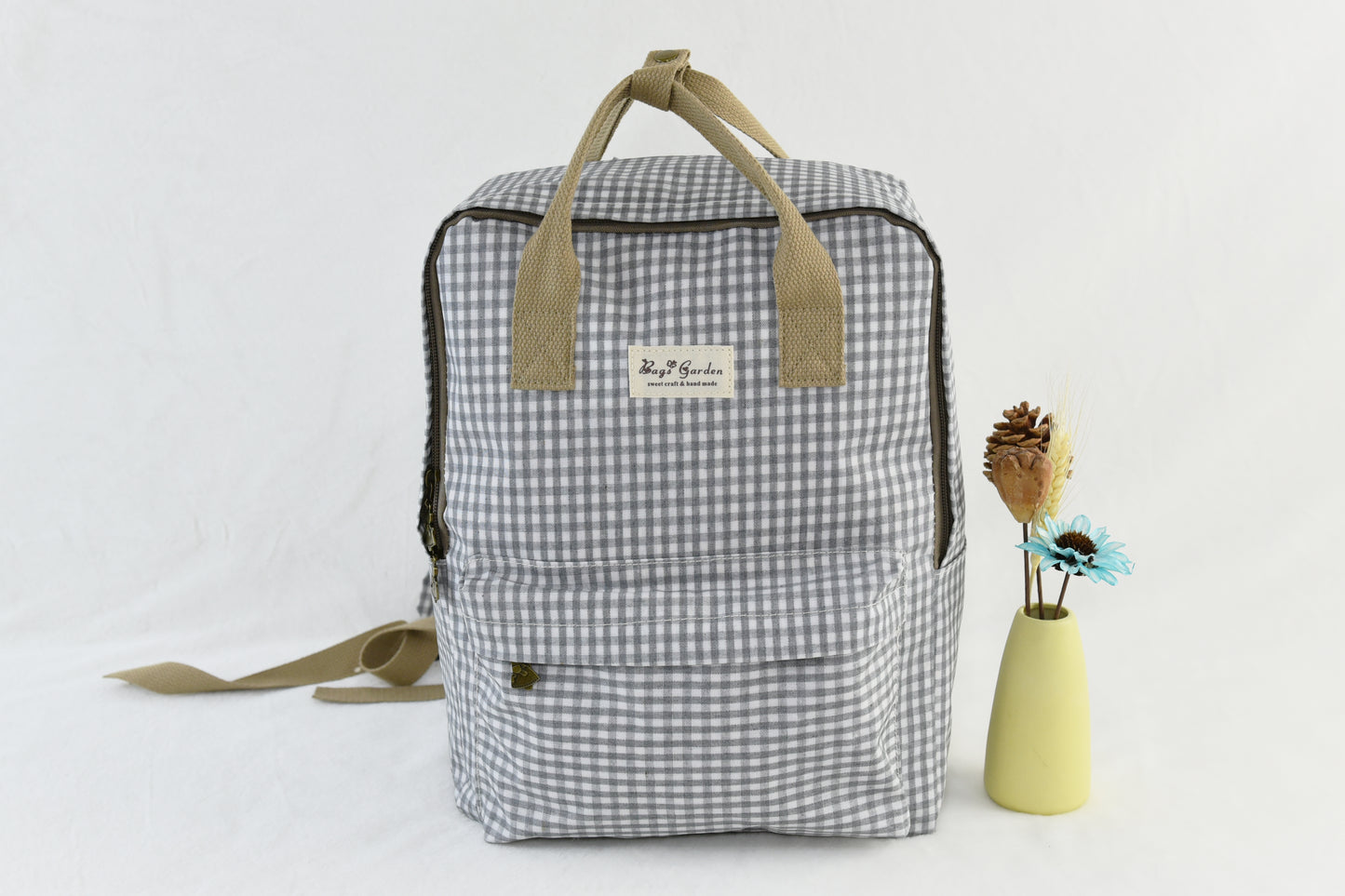 Waterproof gingham backpack
