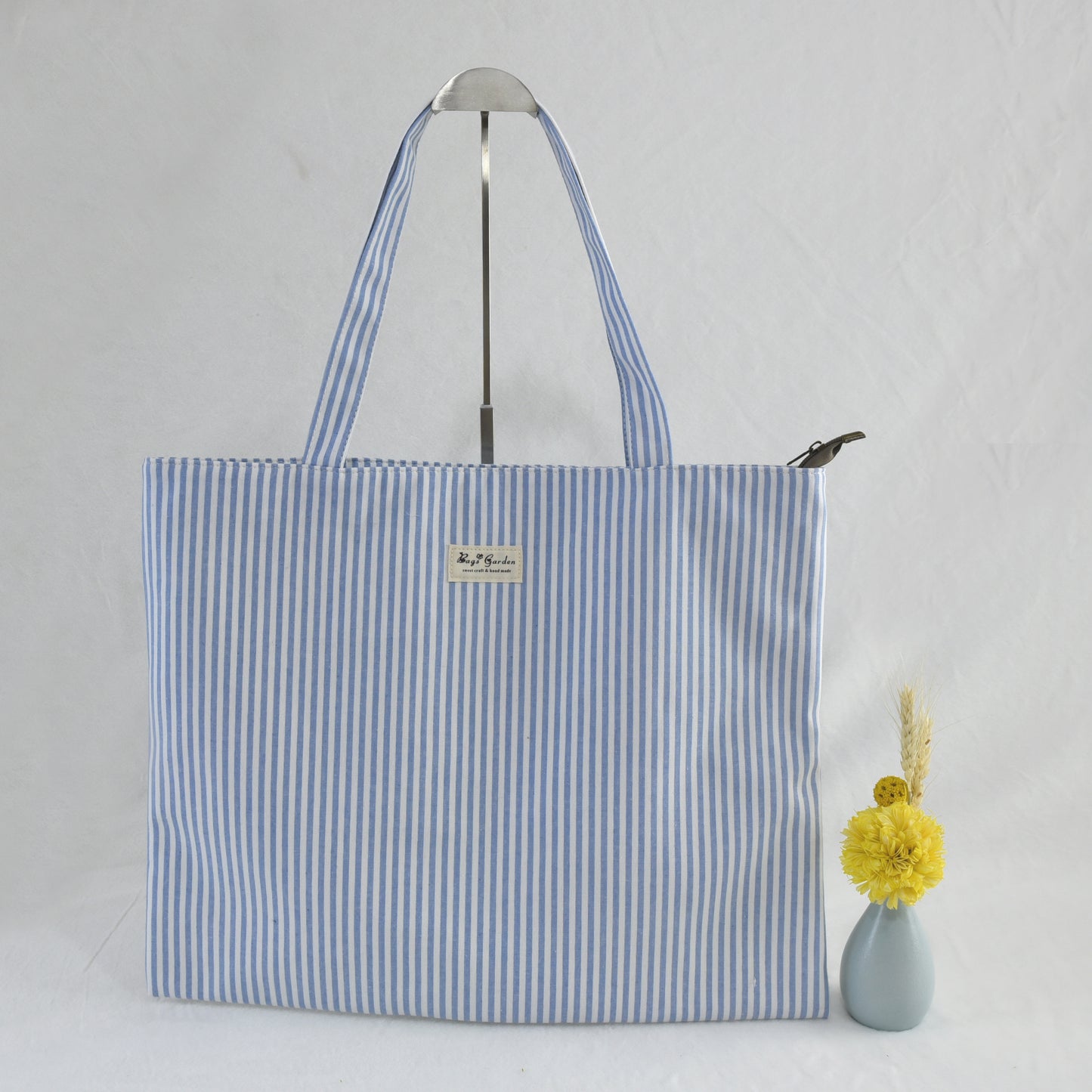 Bolso Tote de Algodón con Diseño de Rayas