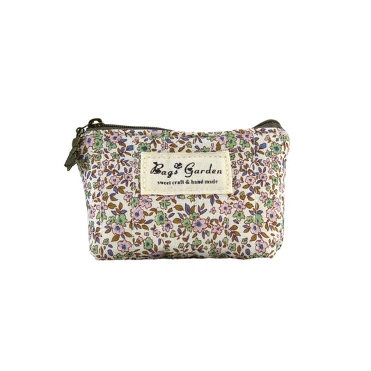 Monedero pequeño de algodón floral con cremallera