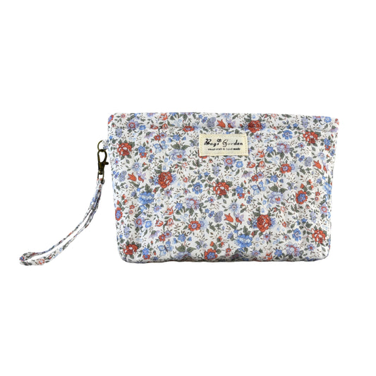 Neceser pequeño de algodón floral con asa lateral desmontable