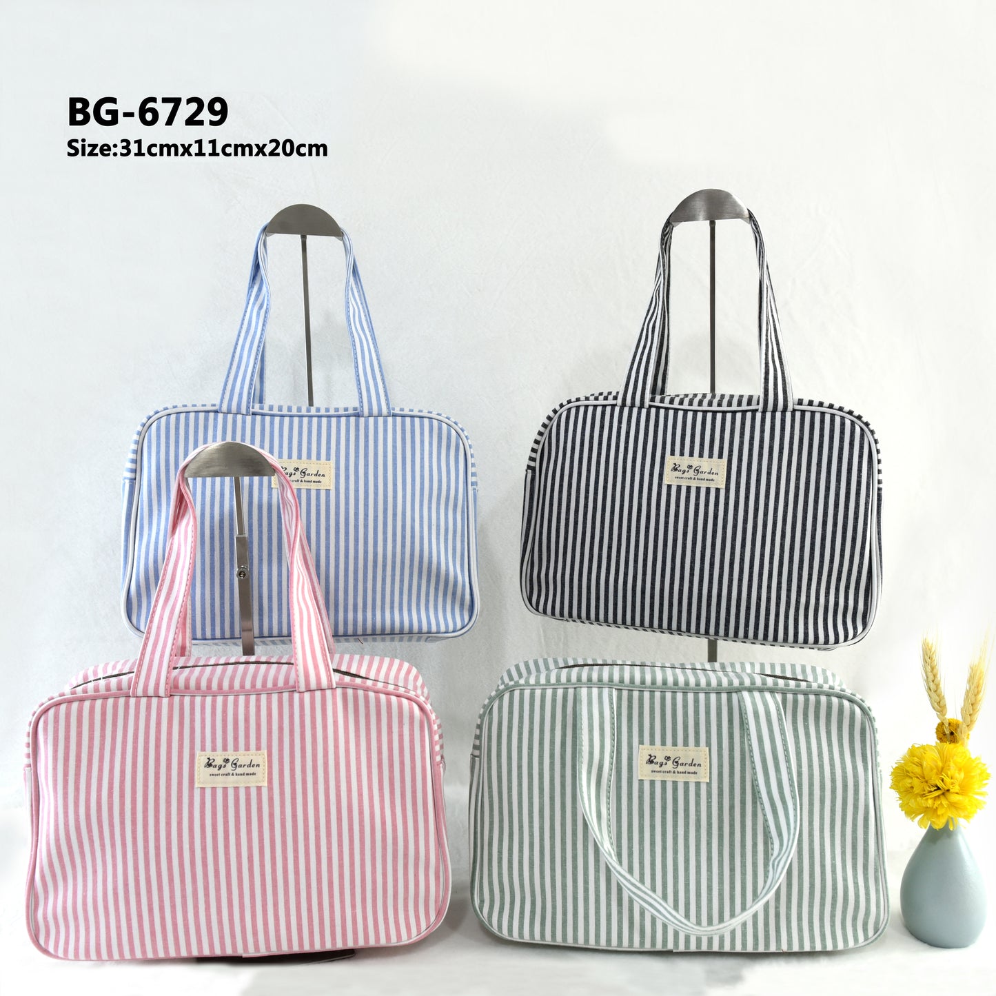 Bolso de mano de algodón rayas