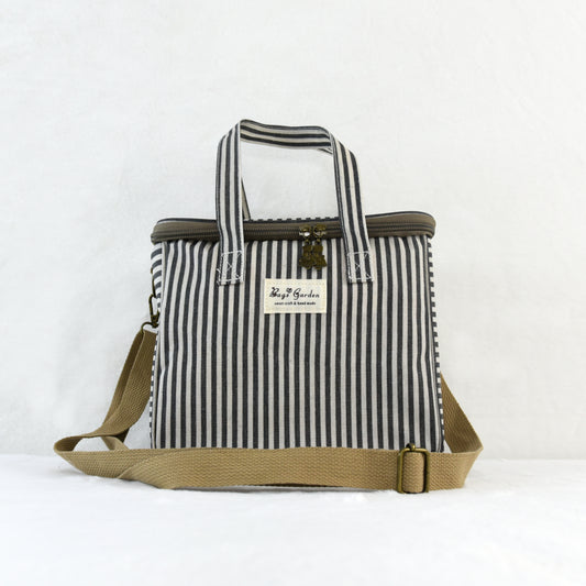 Bolsa nevera impermeable a rayas con asa y correa ajustable