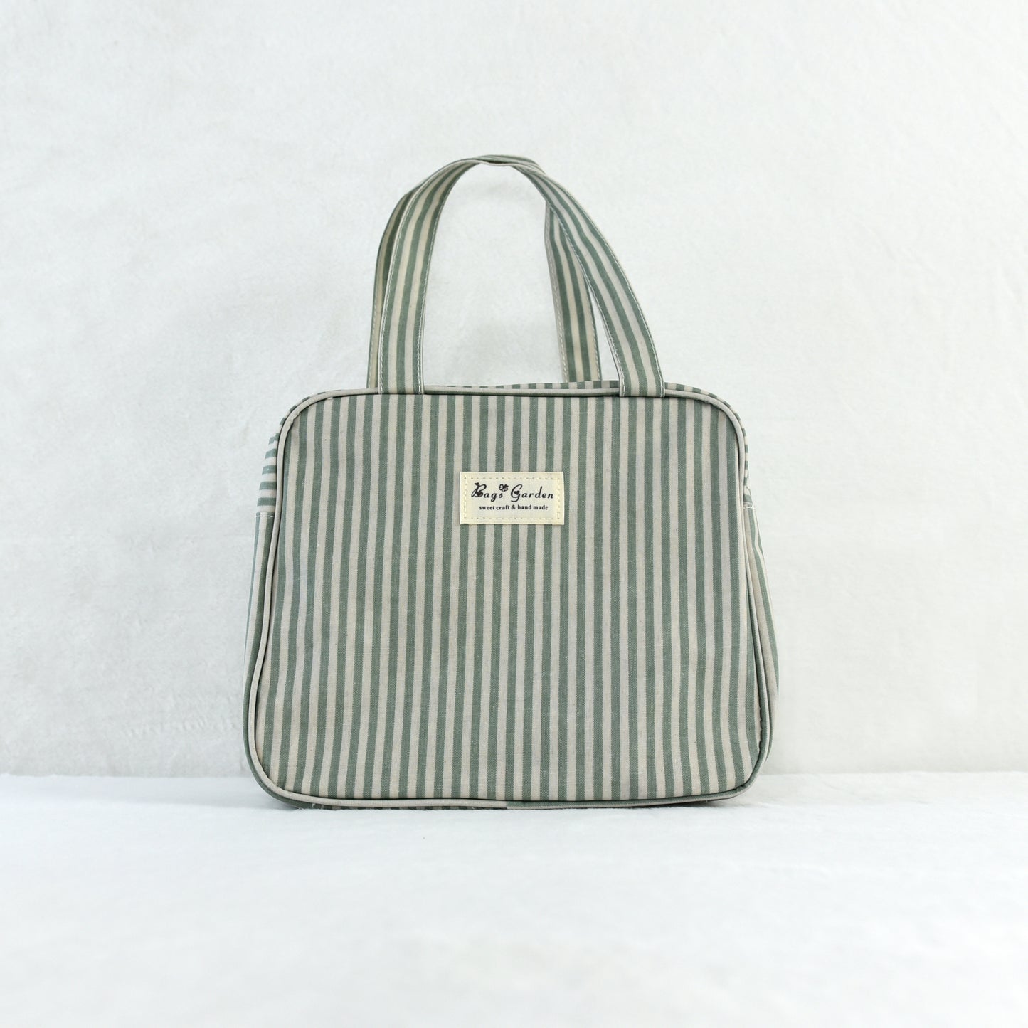 Bolso de mano pequeño impermeable a rayas, diseño cuadrado con cremallera