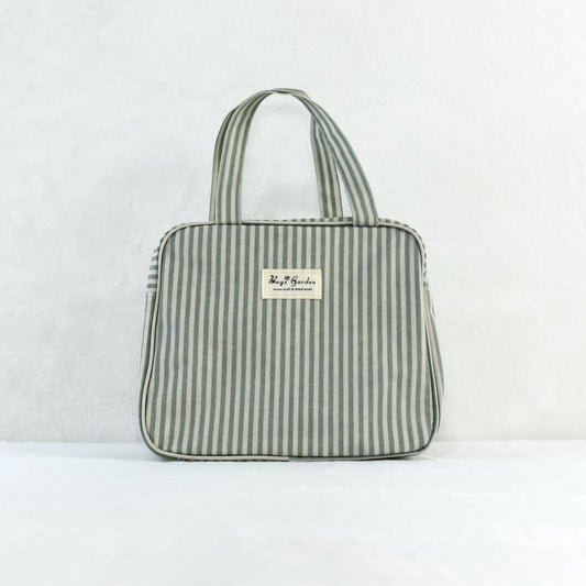 Bolso de mano pequeño impermeable a rayas, diseño cuadrado con cremallera