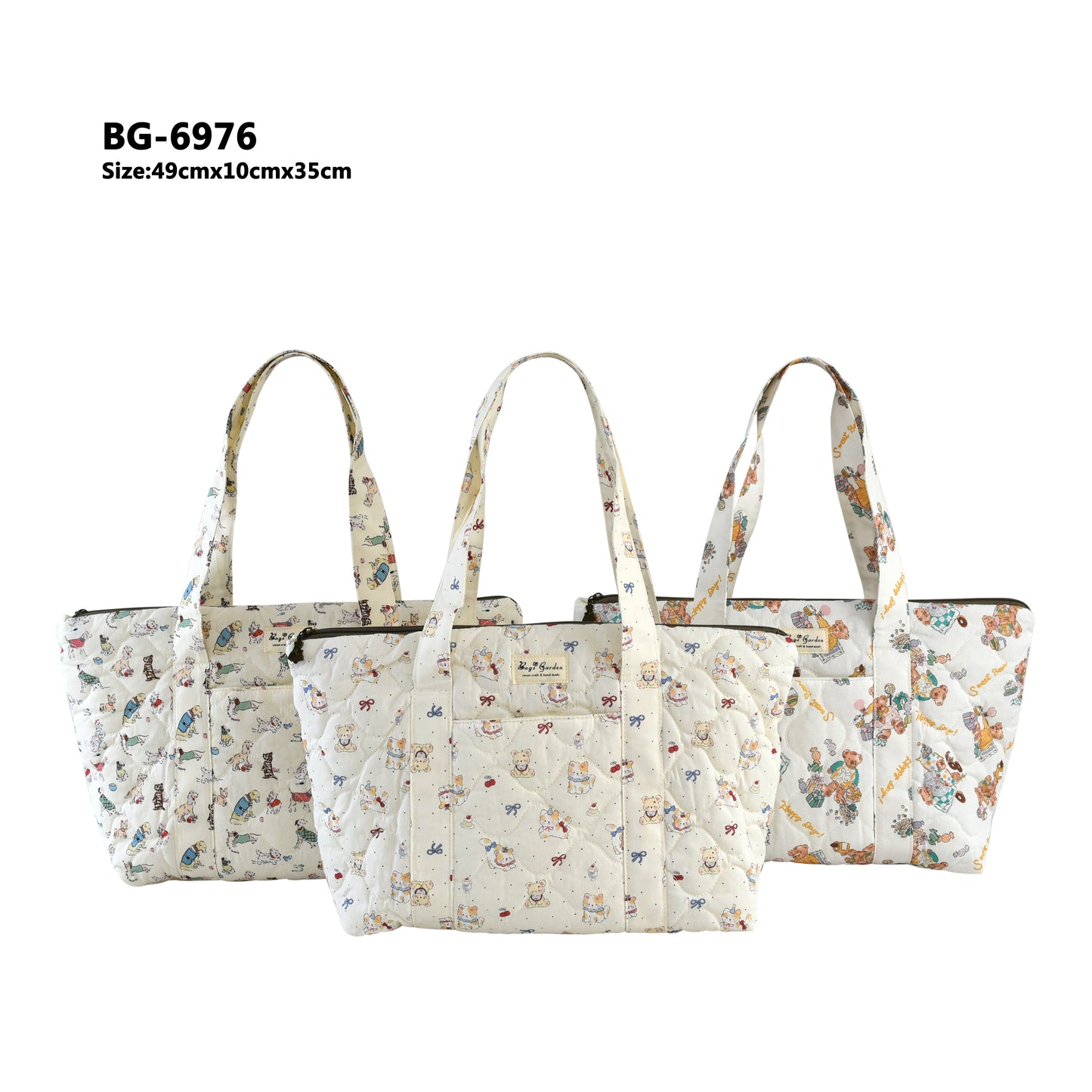 Bolso de hombro acolchado Cartoon Algodón