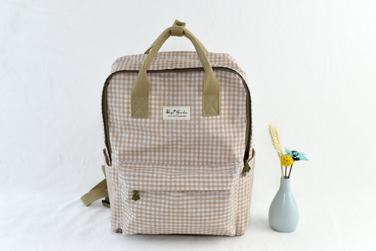 Waterproof gingham backpack