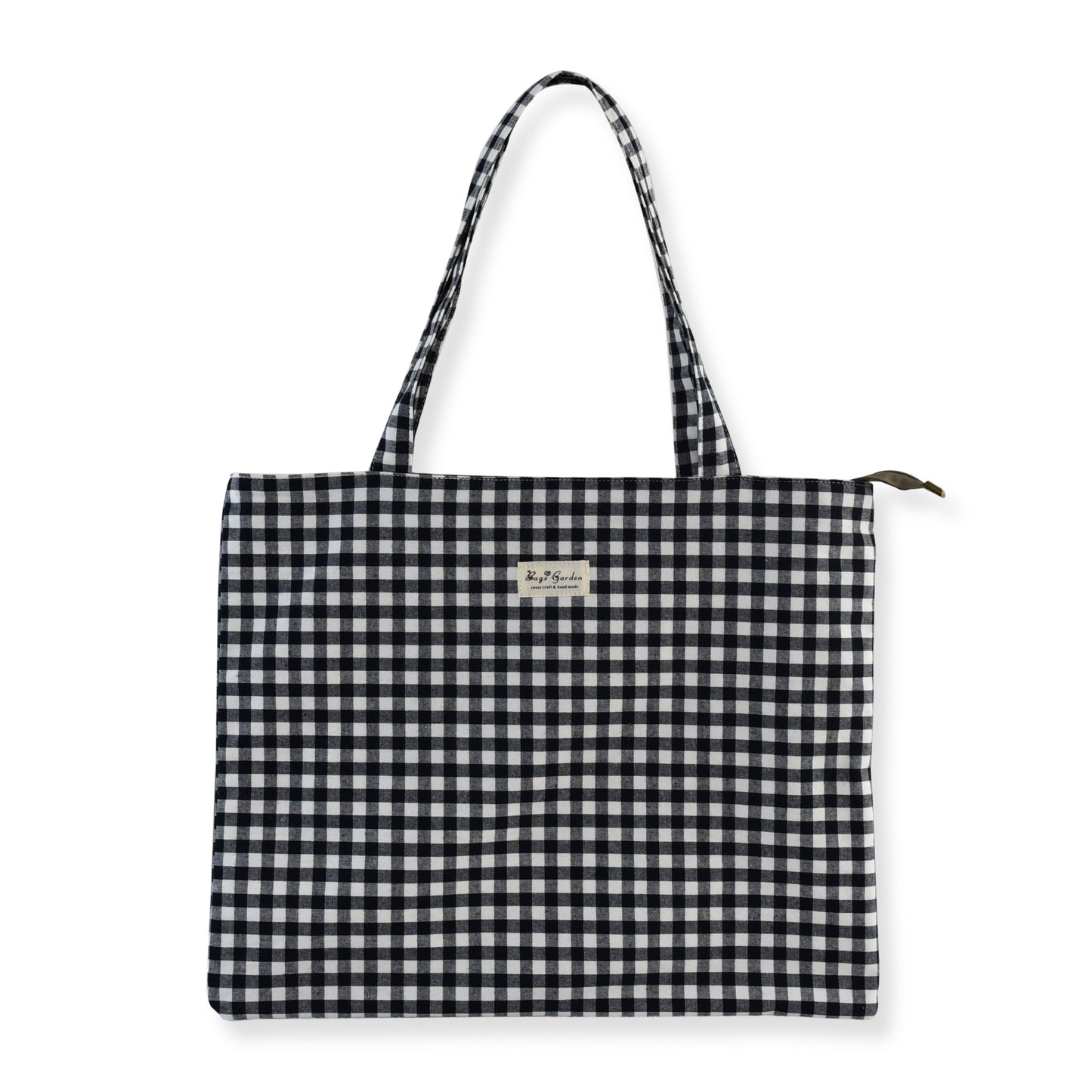 Bolsa Tote de Algodón Vichy - Ligera, Plegable y de Gran Capacidad