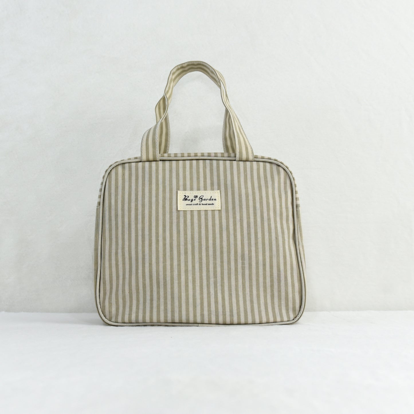 Bolso de mano pequeño impermeable a rayas, diseño cuadrado con cremallera