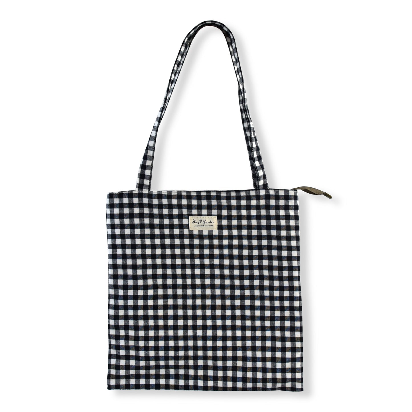 Bolso de Hombro Algodón Vichy con Cremallera