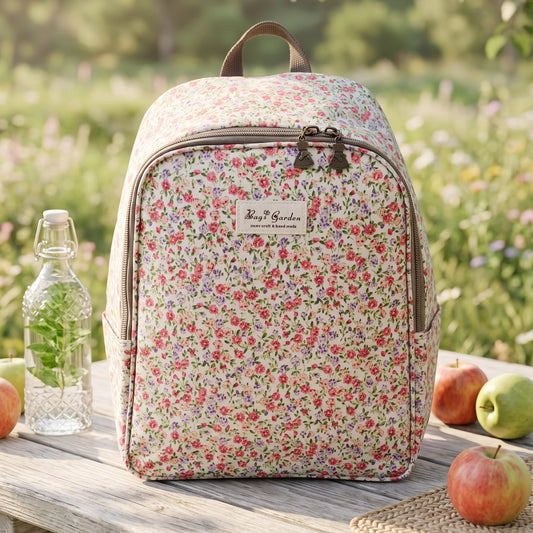 Mochila Nevera Floral Impermeable con Interior Térmico, Doble Cremallera, Bolsillos Laterales y Tirantes Ajustables