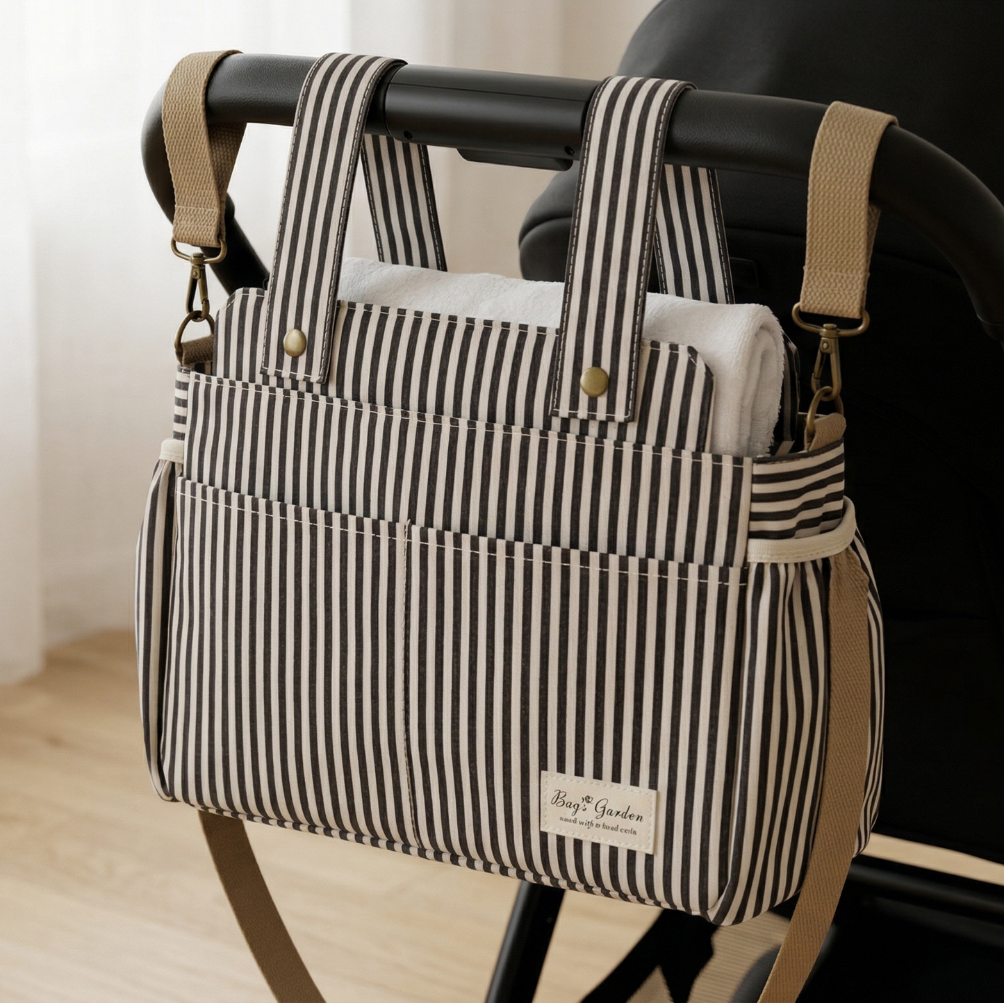 Organizador de Carrito de Bebé Impermeable con Rayas