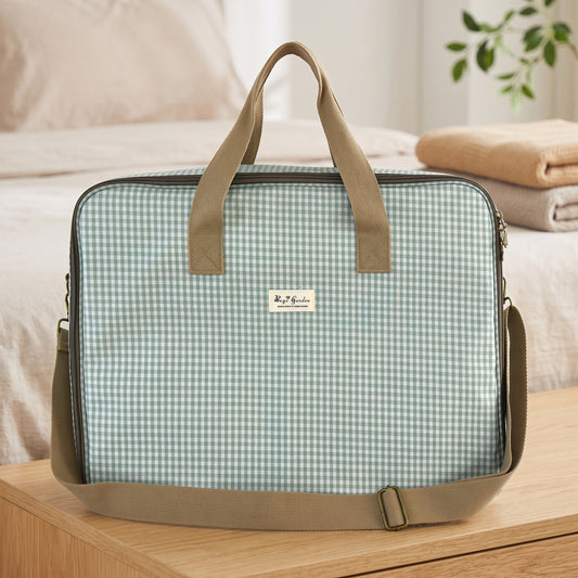 Bolsa organizadora para maleta Vichy con asas y correa de hombro