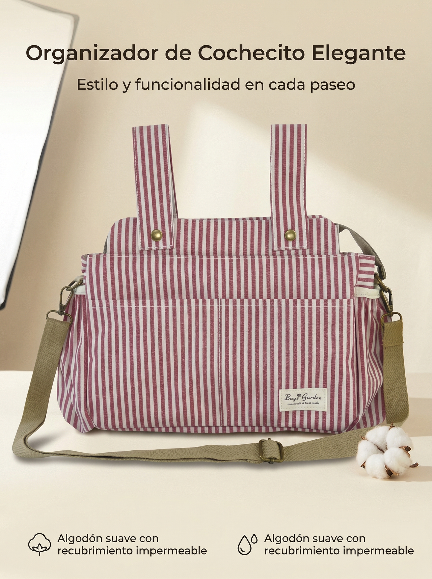 Organizador de Carrito de Bebé Impermeable con Rayas