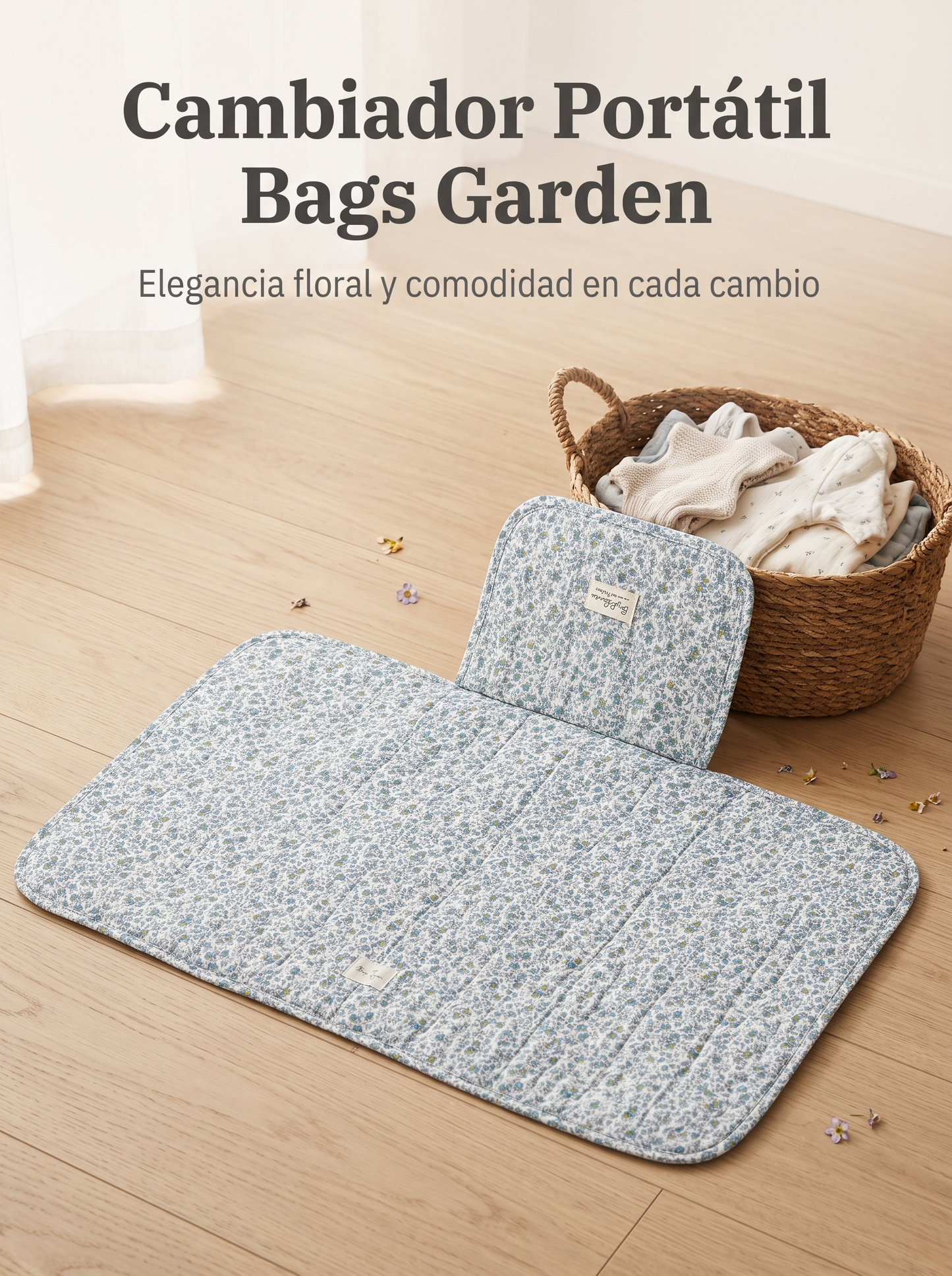 Cambiador de Bebé Portátil Floral, Plegable y Fácil de Transportar