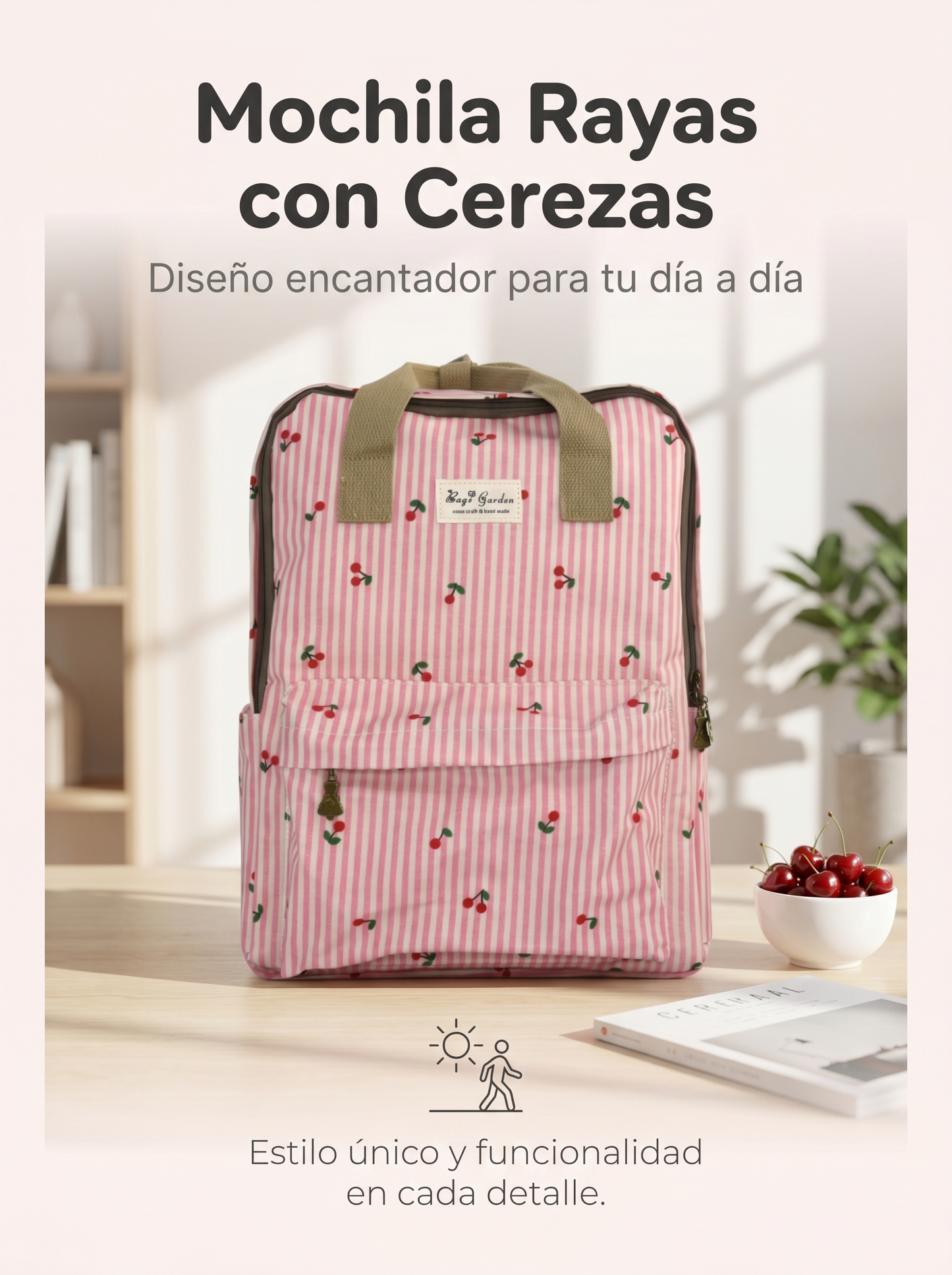 Mochila Rayas con Cerezas