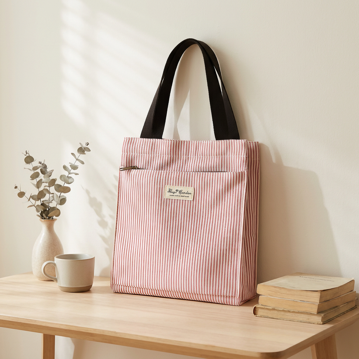 Bolso de Mano de Algodón a Rayas